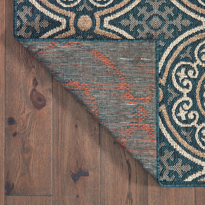 Oriental Weavers Latitude 609B3 Teal/ Grey 9'10"" x 12'10"" Indoor/Outdoor Area Rug L609B3300390ST