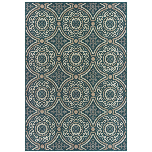 Oriental Weavers Latitude 609B3 Teal/ Grey 9'10"" x 12'10"" Indoor/Outdoor Area Rug L609B3300390ST