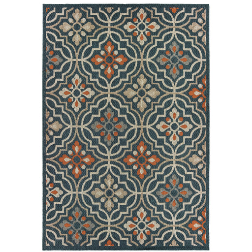 Oriental Weavers Latitude 709B3 Teal/ Orange 9'10"" x 12'10"" Indoor/Outdoor Area Rug L709B3300390ST