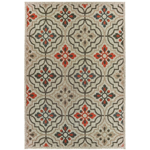 Oriental Weavers Latitude 709Y3 Grey/ Orange 9'10"" x 12'10"" Indoor/Outdoor Area Rug L709Y3300390ST