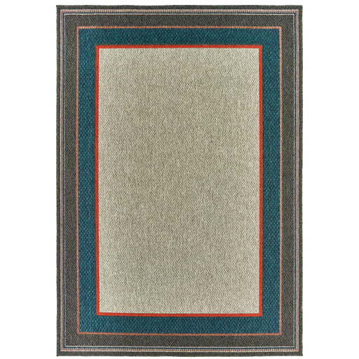 Oriental Weavers Latitude 8021L Grey/ Teal 9'10"" x 12'10"" Indoor/Outdoor Area Rug L8021L300390ST