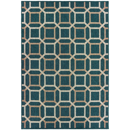 Oriental Weavers Latitude 806B3 Teal/ Grey 9'10"" x 12'10"" Indoor/Outdoor Area Rug L806B3300390ST