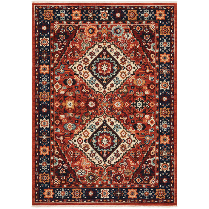 Oriental Weavers Lilihan 2061V Red/ Blue 6'7"" x 9'6"" Indoor Area Rug L2061V200296ST