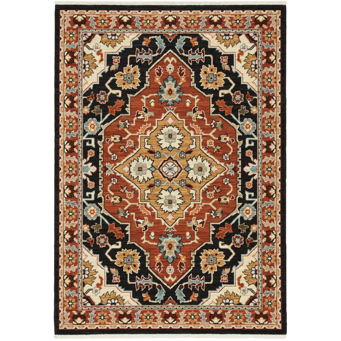 Oriental Weavers Lilihan 4929A Black/ Rust 5'3"" x 7'6"" Indoor Area Rug L4929A160235ST