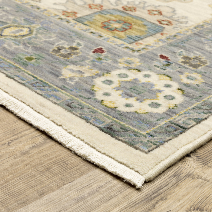 Oriental Weavers Lucca 846H1 Ivory/ Blue 7'10"" x 10'10"" Indoor Area Rug L846H1240340ST