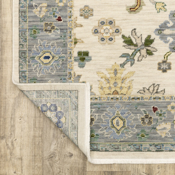 Oriental Weavers Lucca 846H1 Ivory/ Blue 7'10"" x 10'10"" Indoor Area Rug L846H1240340ST
