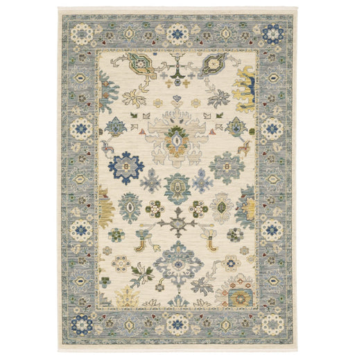 Oriental Weavers Lucca 846H1 Ivory/ Blue 7'10"" x 10'10"" Indoor Area Rug L846H1240340ST