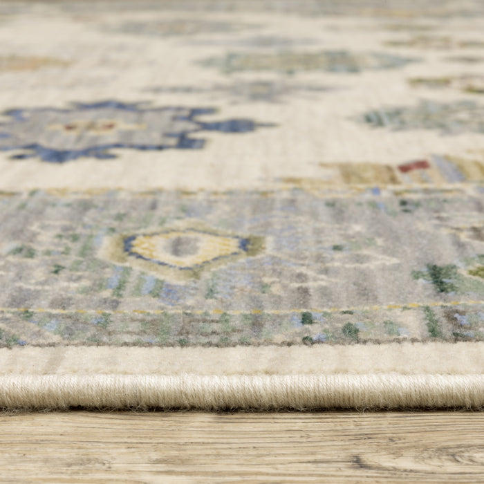Oriental Weavers Lucca 846H1 Ivory/ Blue 7'10"" x 10'10"" Indoor Area Rug L846H1240340ST