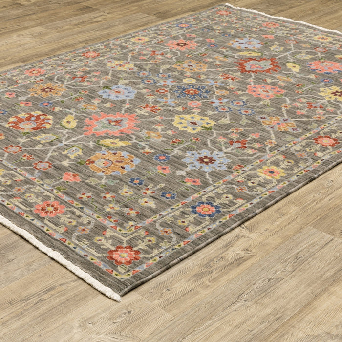 Oriental Weavers Lucca 093K1 Grey/ Multi 5'3"" x 7'6"" Indoor Area Rug L093K1160235ST