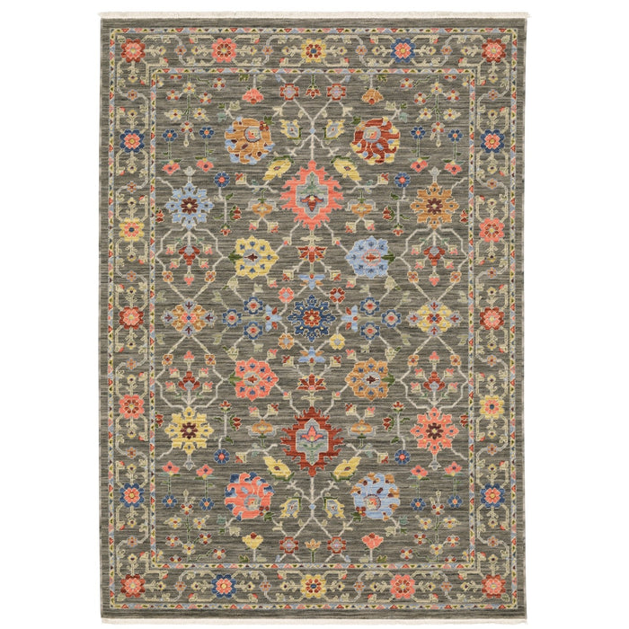 Oriental Weavers Lucca 093K1 Grey/ Multi 5'3"" x 7'6"" Indoor Area Rug L093K1160235ST