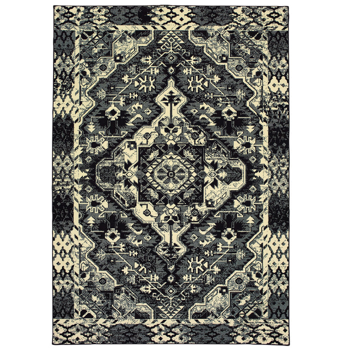 Oriental Weavers Luna 5603K Black/ Ivory 9'10"" x 12'10"" Indoor Area Rug L5603K300390ST