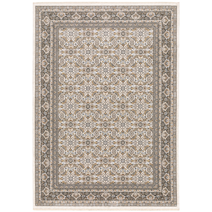 Oriental Weavers Maharaja 2061N Ivory/ Grey 9'10"" x 12'10"" Indoor Area Rug M2061N300394ST