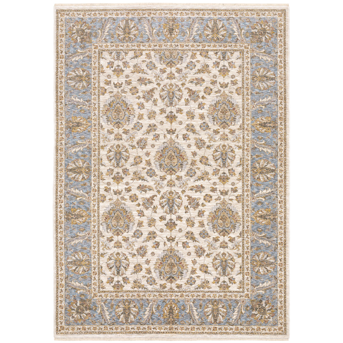 Oriental Weavers Maharaja 5091Z Ivory/ Blue 9'10"" x 12'10"" Indoor Area Rug M5091Z300394ST
