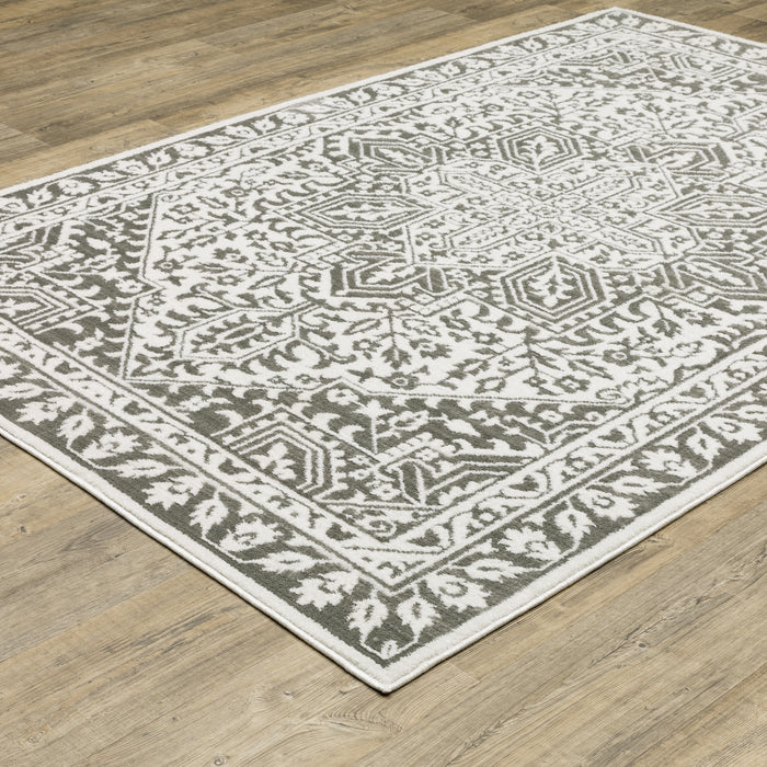Oriental Weavers Montecito 1101W Grey/ White 7'10"" x 10'10"" Indoor Area Rug M1101W240340ST