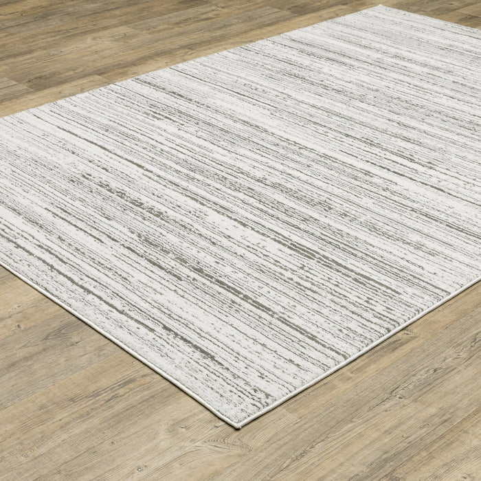 Oriental Weavers Montecito 4154W White/ Grey 6'7"" x 9'6"" Indoor Area Rug M4154W200296ST