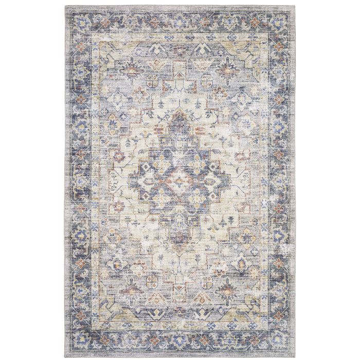 Oriental Weavers Myers Park MYP02 Blue/ Gold 8'9"" x 12' Indoor Area Rug MMYP02266366ST
