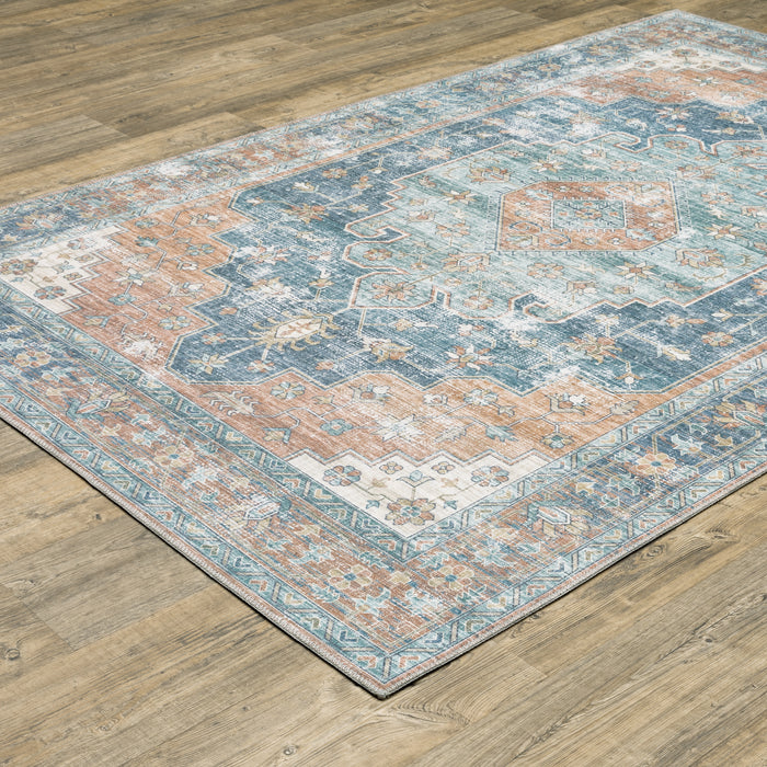 Oriental Weavers Myers Park MYP03 Orange/ Blue 8'9"" x 12' Indoor Area Rug MMYP03266366ST