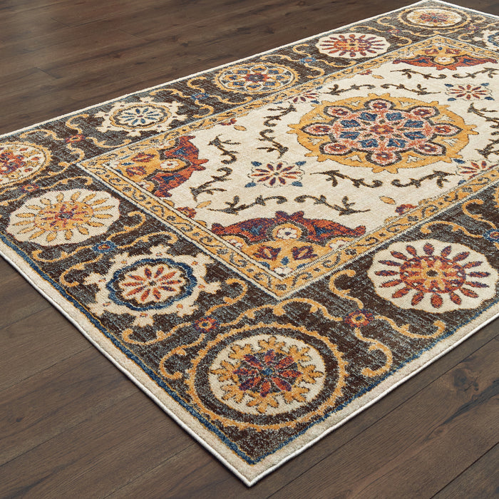 Oriental Weavers Pandora 4929X Ivory/ Brown 7'10"" x 10'10"" Indoor Area Rug P4929X240330ST