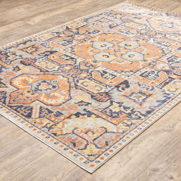Oriental Weavers Pandora 049S7 Blue/ Orange 7'10"" x 10'10"" Indoor Area Rug P049S7240330ST