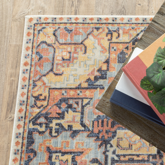 Oriental Weavers Pandora 049S7 Blue/ Orange 7'10"" x 10'10"" Indoor Area Rug P049S7240330ST