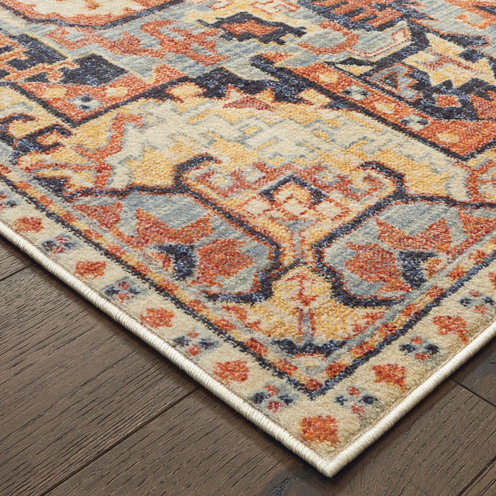 Oriental Weavers Pandora 049S7 Blue/ Orange 7'10"" x 10'10"" Indoor Area Rug P049S7240330ST