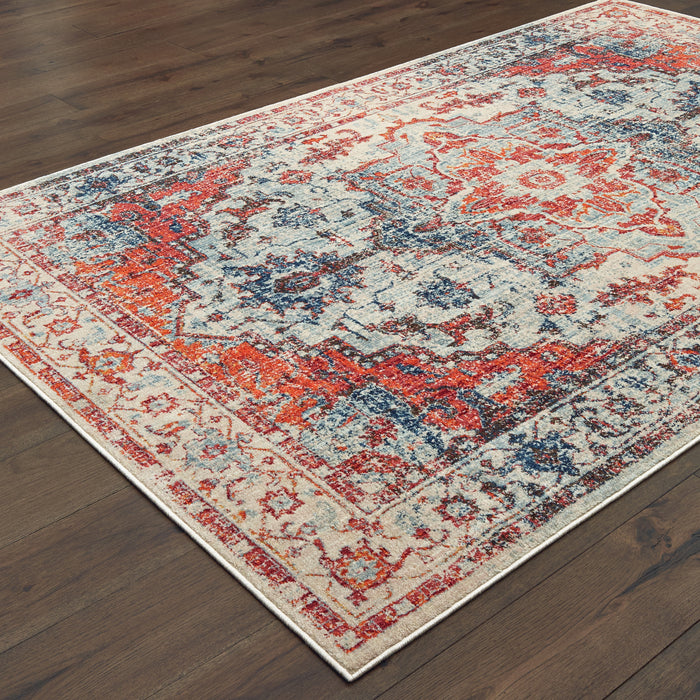 Oriental Weavers Pandora 070W7 Blue/ Orange 7'10"" x 10'10"" Indoor Area Rug P070W7240330ST