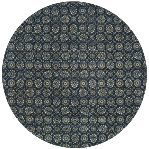 Oriental Weavers Richmond 214H3 Navy/ Grey 7'10"" Round Indoor Area Rug R214H3240RDST