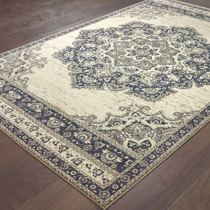 Oriental Weavers Richmond 5504I Ivory/ Navy 6'7"" x 9'6"" Indoor Area Rug R5504I200290ST
