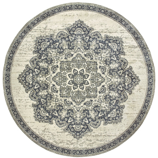 Oriental Weavers Richmond 5504I Ivory/ Navy 7'10"" Round Indoor Area Rug R5504I240RDST