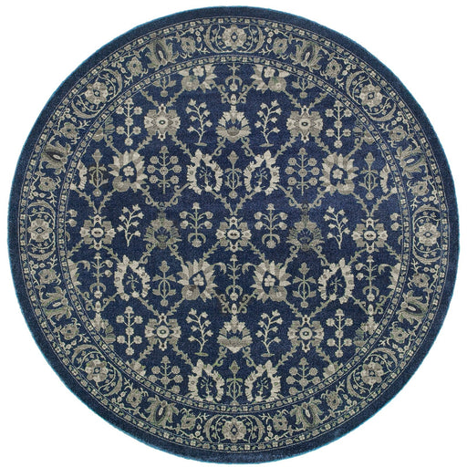 Oriental Weavers Richmond 8020K Navy/ Grey 7'10"" Round Indoor Area Rug R8020K240RDST