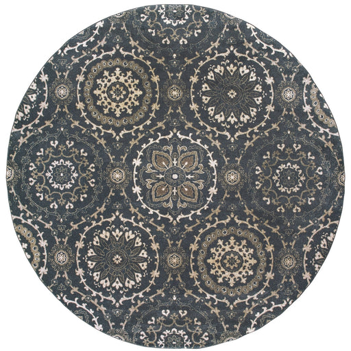 Oriental Weavers Richmond 008E3 Navy/ Ivory 7'10"" Round Indoor Area Rug R0085E3240RDST