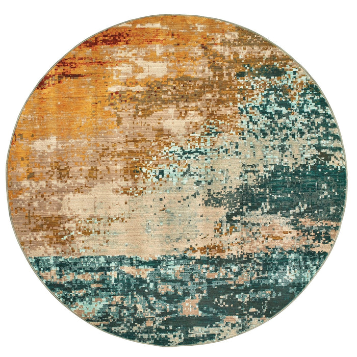 Oriental Weavers Sedona 6365A Blue/ Red 7'10"" Round Indoor Area Rug S6365A240RDST