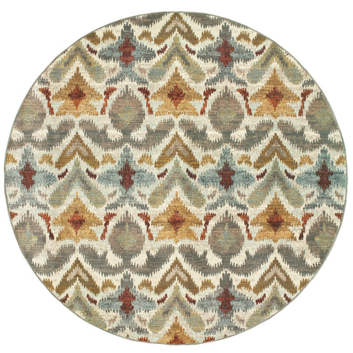 Oriental Weavers Sedona 6371C Ivory/ Grey 7'10"" Round Indoor Area Rug S6371C240RDST