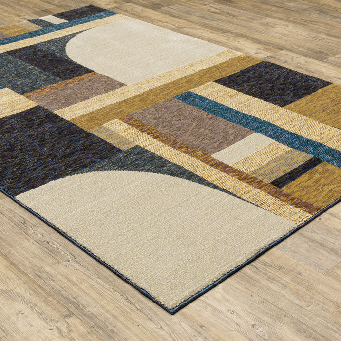 Oriental Weavers Strada STR01 Gold/ Blue 8'6"" x 11'7"" Indoor Area Rug SSTR01260370ST