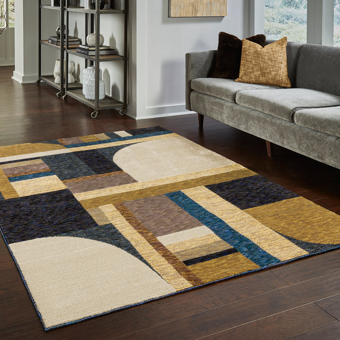 Oriental Weavers Strada STR01 Gold/ Blue 8'6"" x 11'7"" Indoor Area Rug SSTR01260370ST