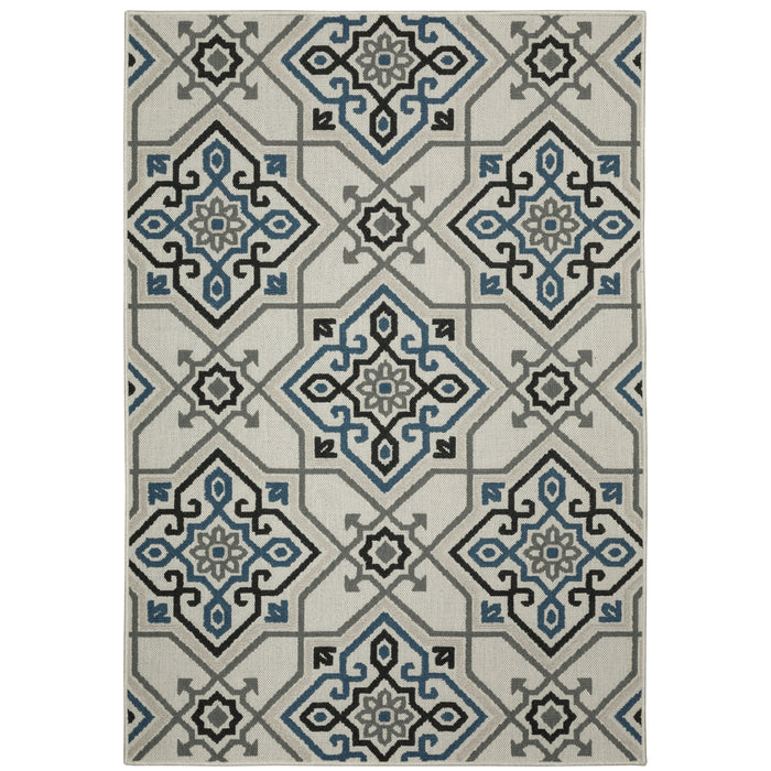 Oriental Weavers Torrey 004Y1 Light Grey/ Blue 9'10"" x 12'10"" Indoor/Outdoor Area Rug T004Y1300390ST