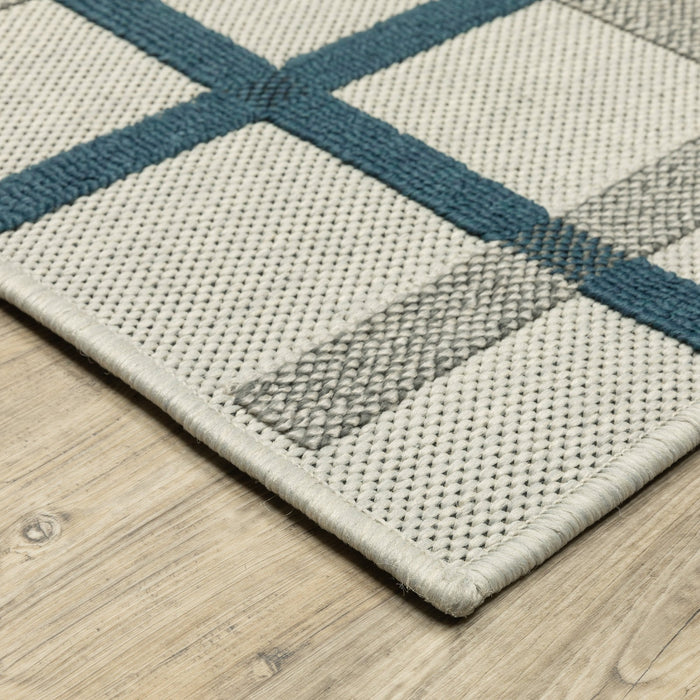 Oriental Weavers Torrey 7150H Light Grey/ Blue 9'10"" x 12'10"" Indoor/Outdoor Area Rug T7150H300390ST