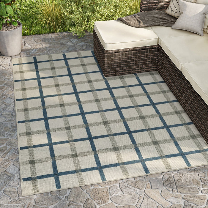 Oriental Weavers Torrey 7150H Light Grey/ Blue 9'10"" x 12'10"" Indoor/Outdoor Area Rug T7150H300390ST