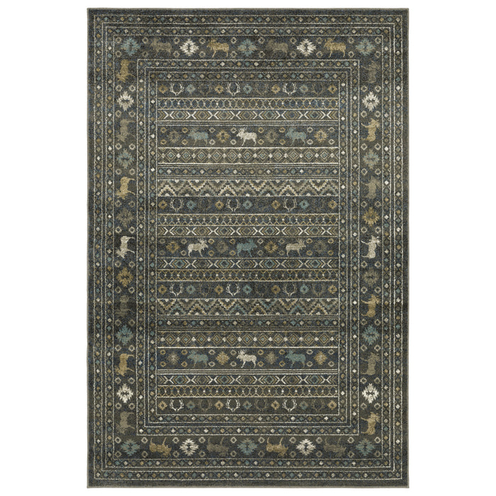 Oriental Weavers Venice 095E8 Blue/ Gold 9'10"" x 12'10"" Indoor Area Rug V095E8300390ST