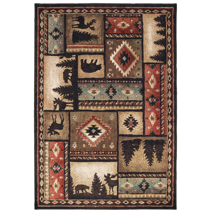 Oriental Weavers Woodlands 1041C Black/ Multi 9'10"" x 12'10"" Indoor Area Rug W1041C300390ST