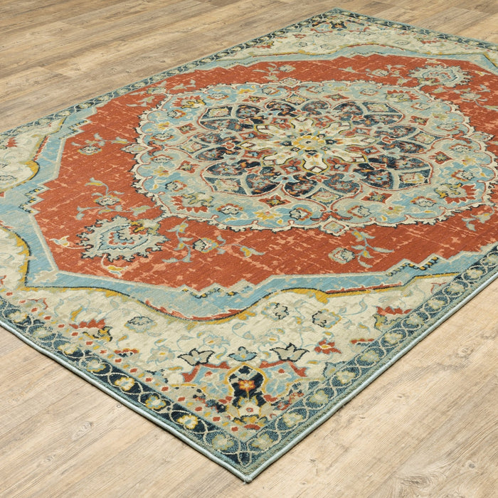 Oriental Weavers Xanadu 1332Q Orange/ Blue 7'10"" x 10'10"" Indoor Area Rug X1332Q240330ST