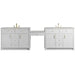 Bellshire 120" Dual Vanity Set with 24" Make-Up Counter, Bright White w/3 cm Eternal Jasmine Pearl Silestone Top