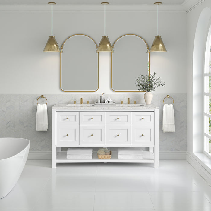 Breckenridge 60" Double Vanity, Serenity Blue, w/ 3 CM Tajnar Eclos Top w/FreePower Wireless Charger