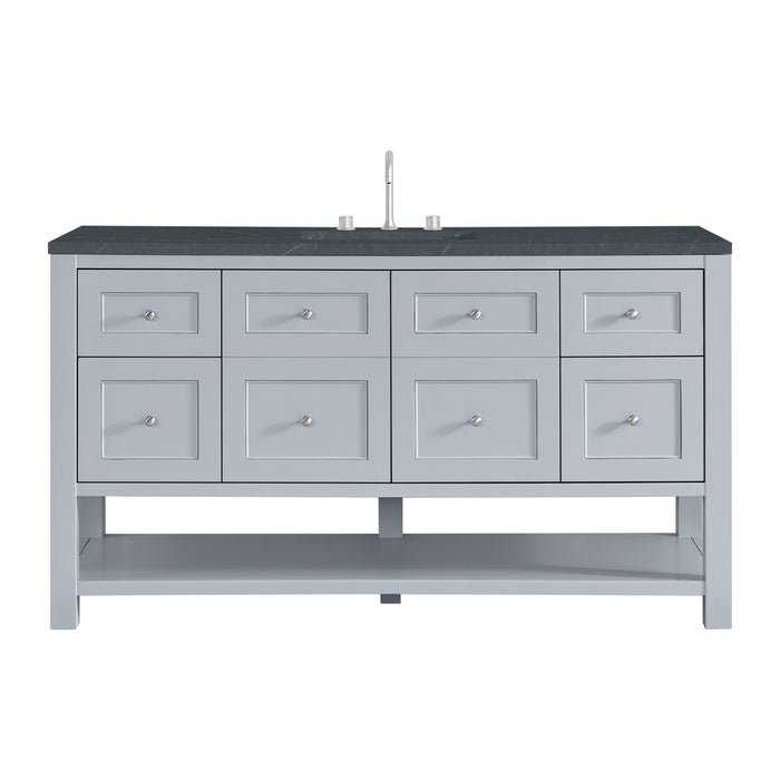 Breckenridge 60" Single Vanity, Smokey Celadon, w/ 3 CM Carrara Marble Top