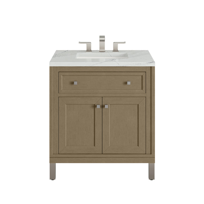 Chicago 30" Single Vanity, Walnut Whisper, w/ 3 CM Ethereal Noctis Silestone® Top