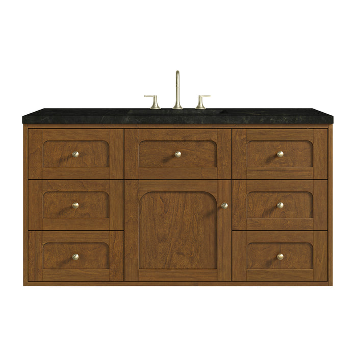 Laurent 48" Single Vanity, Light Natural Oak w/ 3 CM Victorian Silver Top w/FreePower Wireless Charger