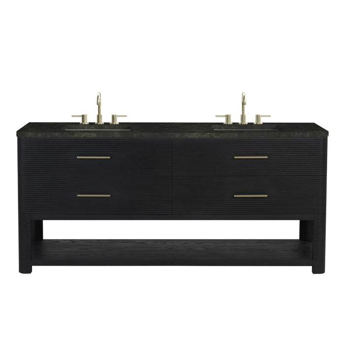 Lucian 72" Double Vanity, Carbon Oak, w/ 3 CM Phantome Eclos Widespread Top