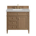 Brittany 36" Single Vanity, Pecan w/ 3 CM Eternal Jasmine Pearl Silestone Top