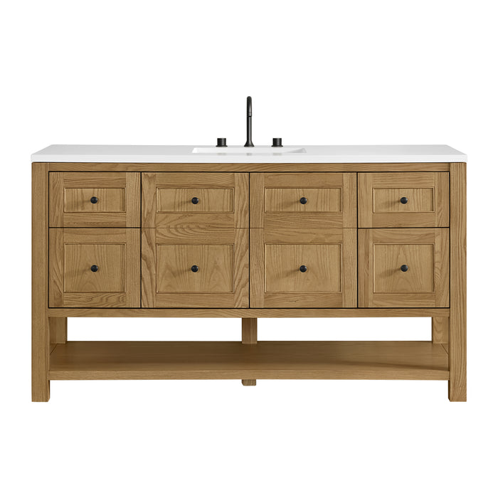 Breckenridge 60" Single Vanity, Light Natural Oak, w/ 3 CM Lime Delight Quartz Top