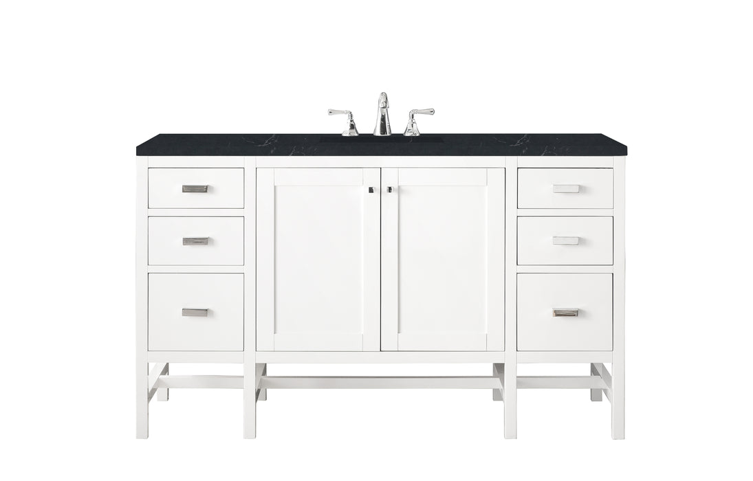Addison 60" Single Vanity, Glossy White w/ 3 CM Charcoal Soapstone Silestone Top